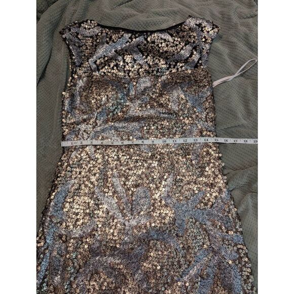 Sue Wong Nocturne Women Size 6 100% Nylon Metallic Silver Blue Sequin Dress Midi - Picture 7 of 7